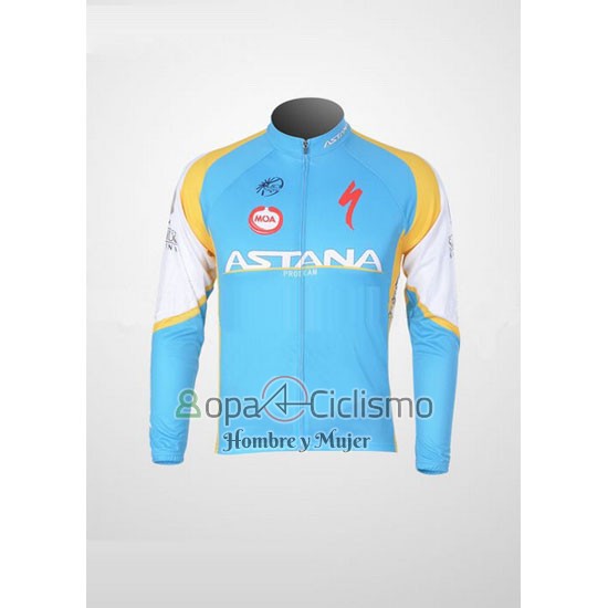 Astana Ropa Ciclismo Culotte Largo 2012 Mangas Largas Azul Claro y Negro